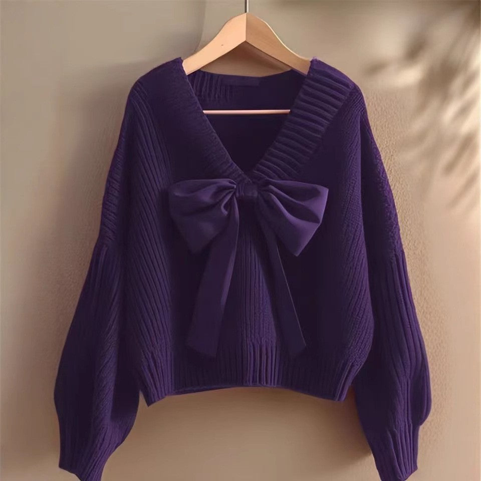 Fashion Bowknot Knitted Sweater For Women
